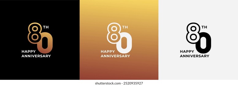 Logo 80th, 80 years anniversary, Creative design for celebration, birthday, greeting and invitation. Editable file