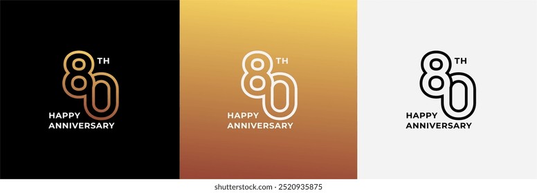 Logo 80th, 80 anos feliz aniversário, Modelo de design criativo para celebração, aniversário, saudação e convite. Arquivo editável