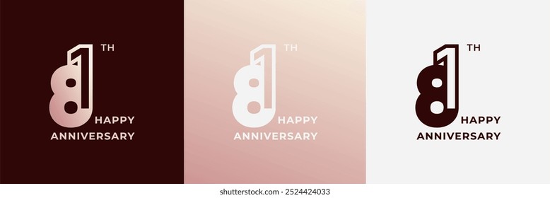 Logo 81th, 81 years anniversary, Creative design template for celebration, birthday, greeting. Editable file