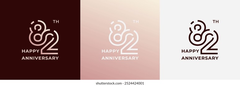 Logo 82th, 82 years anniversary, Creative design template for celebration, birthday, greeting and invitation. Editable file