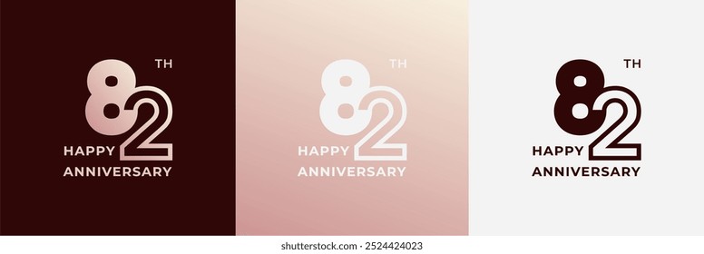 Logo 82th, 82 years anniversary, Creative design template for celebration, birthday, greeting. Editable file