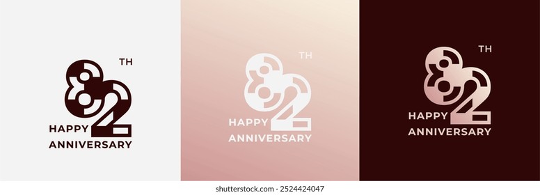 Logo 82th, 82 years anniversary, Creative design template for celebration, greeting, birthday and invitation. Editable file
