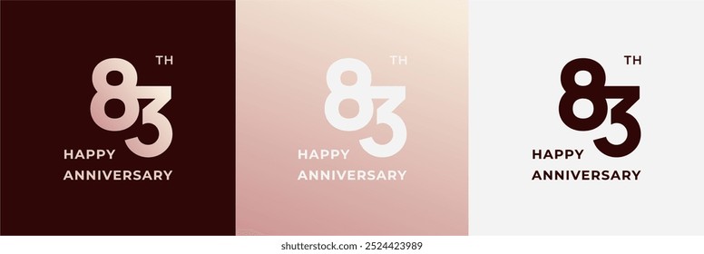 Logo 83th, 83 years anniversary, Creative design for celebration, birthday, greeting and invitation. Editable file