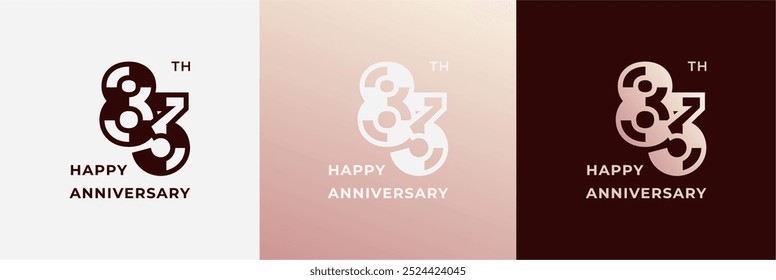 Logo 83th, 83 years anniversary, Creative design template for celebration, greeting, birthday and invitation. Editable file