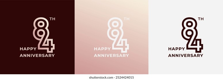 Logo 84th, 84 years anniversary, Creative design template for celebration, greeting and invitation. Editable file