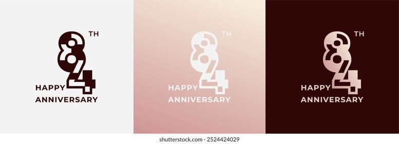Logo 84th, 84 years anniversary, Creative design template for celebration, greeting, birthday and invitation. Editable file