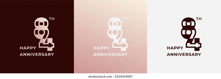 Logotipo 84, 84 años feliz aniversario, Plantilla de diseño creativo para celebración, cumpleaños, saludo e invitación. Archivo editable