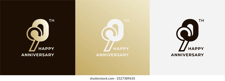 Logo 90th, 90 years anniversary, design template for celebration, birthday, greeting and invitation. Editable file