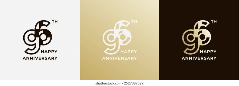 Logo 96th, 96 years anniversary, Creative template for celebration, birthday, greeting and invitation. Editable file
