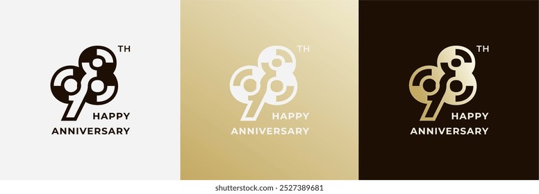 Logo 98th, 98 years anniversary, Creative design template for celebration, greeting, birthday and invitation. Editable file