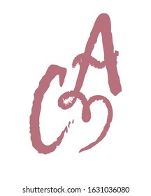 logo abbreviation calligraphic letters C + A and heart