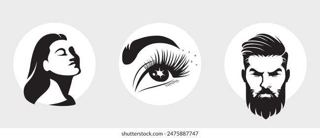 logo about Beauty products: mascara, hair styling, eyebrow styling, beard styling