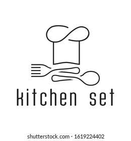 The logo about kitchen utensils, hats, spoons and forks.