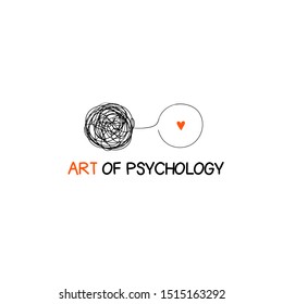 Logo about psychology, psychotherapy with messy and clear balls. Concept logotype about mind, soul transformation