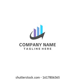 Logo Logo About Simple Marketing Technology Illustrated In Arrow And Colored Bar Chart