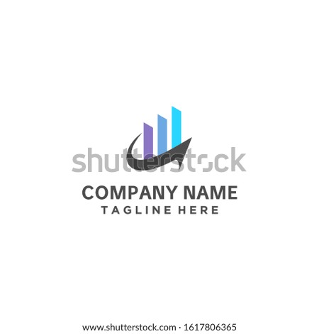 Logo Logo About Simple Marketing Technology Illustrated In Arrow And Colored Bar Chart