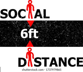 Logo about social distance in vector in black and red color