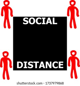 Logo about social distance in vector in black and red color