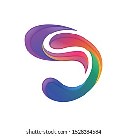 logo abstrack icon letter D colorfull