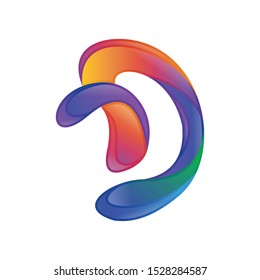 logo abstrack icon letter D colorfull