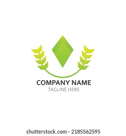 logo abstract art, vector, graphic. geometric shapes with green and yellow gradations. The logo is suitable for agriculture