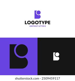 Logo Abstrakter B-Buchstabe Konzept Moderner Minimalismus Flaches Design Lila Kreis Punkt