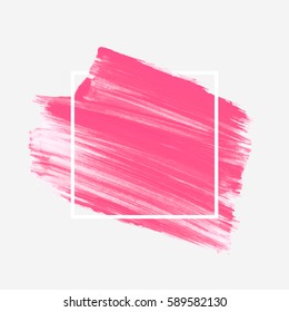 Logo abstract background brush paint texture design acrylic stroke poster illustration vector over square frame. Rough paper hand painted vector. Perfect design for headline, logo and sale banner. 