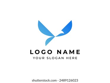 Logo abstract bird fly, Minimalist, simple and modern, Editable file