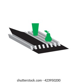 logo abstract black-and-white and green pear and a glass of graphic design element isolated modern vector creative white background