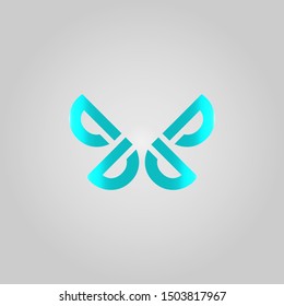 Logo abstract butteflly template with gradient style color blue vector eps 10