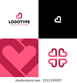 Logo Abstract C Letter Concept Modern Minimalism Flat Design Heart Pink