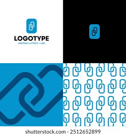 Logo Abstract C Letter Concept Modern Minimalism Flat Design Blue Link Click Mobile Web