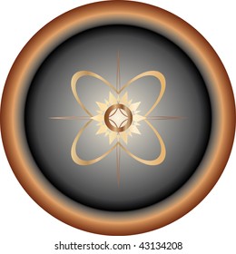 logo abstract circle pattern of gold on a dark background