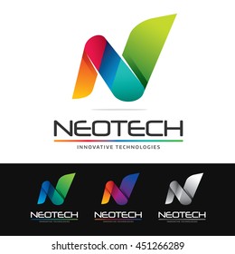 Logo of an abstract colorful shape or N letter. This logo is suitable for many purpose as designer and publicity agency, corporate identity, company name beginning with N and more.