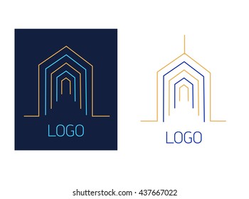 Logo abstract for a construction company. template design logo build line on white and black background. isolated vector logo home.