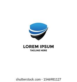 logo abstract cyber security on isolated white background.