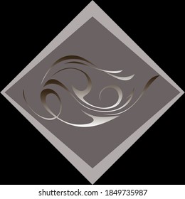logo with abstract design with swirls on light brown background