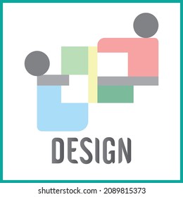 Das Logo ist abstrakt. Das Logo ist minimalistisch gestaltet. Logo-Design, das einzigartig ist. Ein schönes und einfaches Element. Zwei Kleinkinder amüsieren sich.
