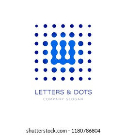 Logo with abstract dots & letters "W"