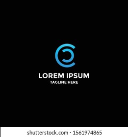 logo abstract double letter C on isolated black background.