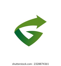 logotipo de flecha G abstracta verde derecho bueno para la escala de negocio