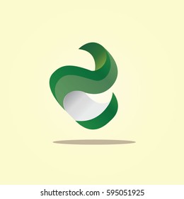 Logo Abstract with green gradient color on yellow background