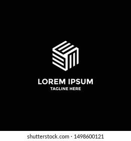 logo abstract hexagon, vector logo template