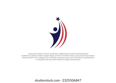 logo abstract human reaching star usa flag