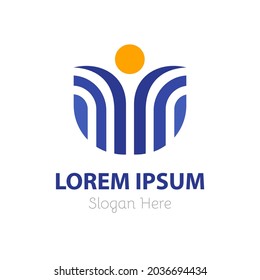 Logo Abstract Human Winner Blue Color
