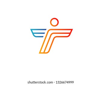 Logo abstract icon green man sport club