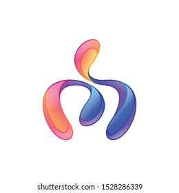 logo abstract icon letter m colorfull