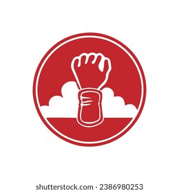 Logo of abstract icon vector silhouette isolated design abstract concept in circle red hand