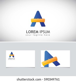 Logo Abstract initial A with blue yellow color on white background