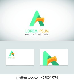 Logo Abstract initial A with tosca yellow color on white background